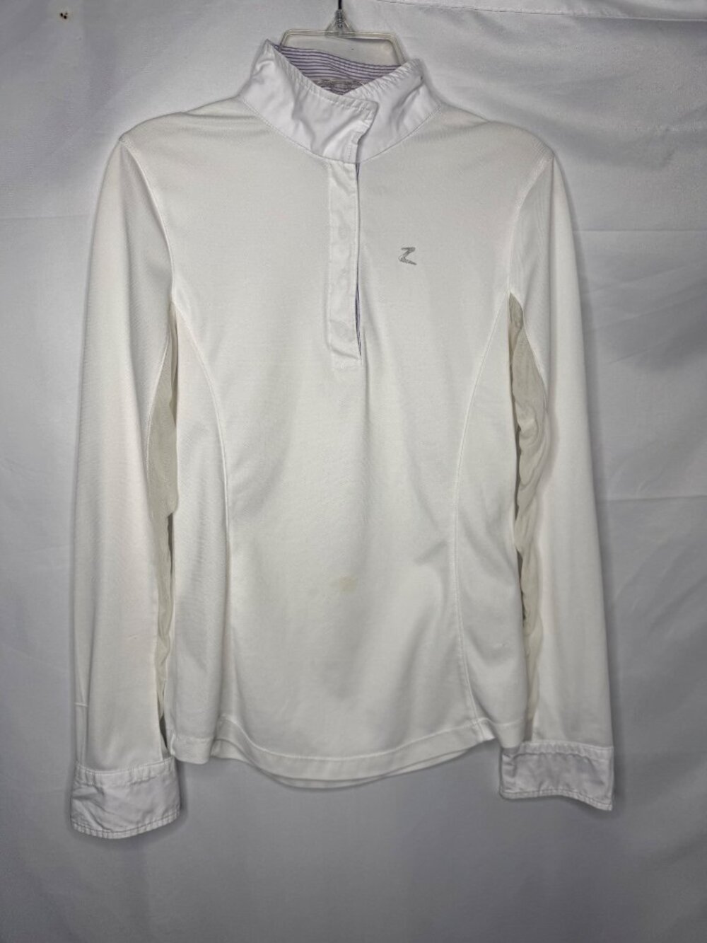 Womens English Show Shirt Sz S White Equestrian Riding Collared Horse
